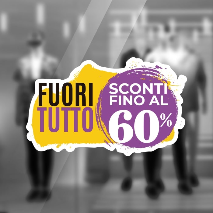 Adesivo Saldi Fuori Tutto Viola Adesivo Saldi Fuori Tutto Viola