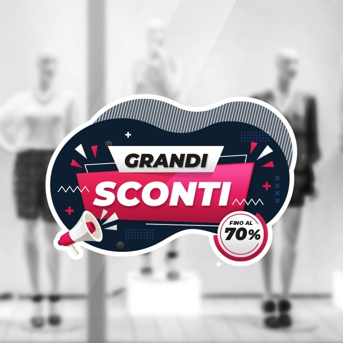 Adesivo Saldi Grandi Sconti Blu Adesivo Saldi Grandi Sconti Blu