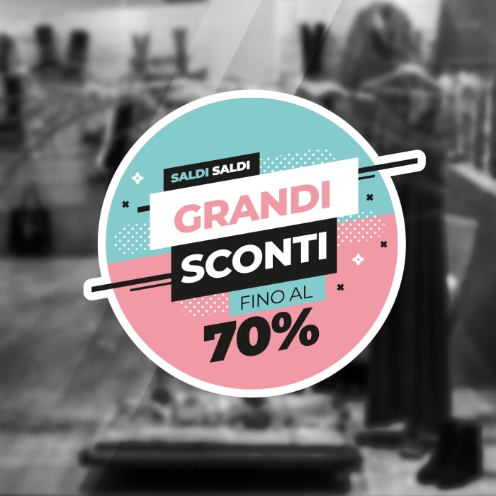 Adesivo Saldi Grandi Sconti Rosa Adesivo Saldi Grandi Sconti Rosa