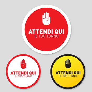 Adesivo per pavimento ATTENDI IL TUO TURNO Adesivo per pavimento ATTENDI IL TUO TURNO