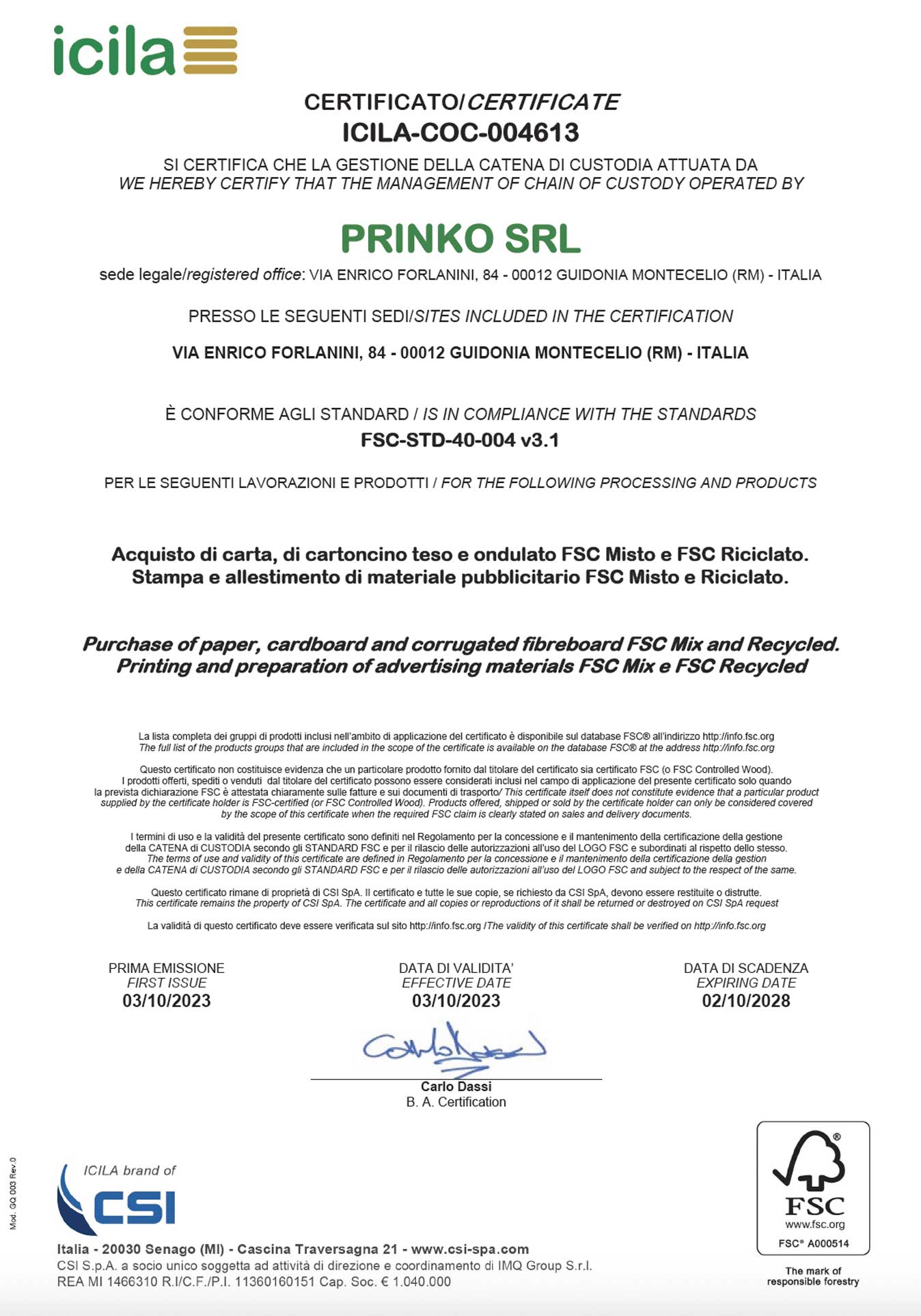 certificato