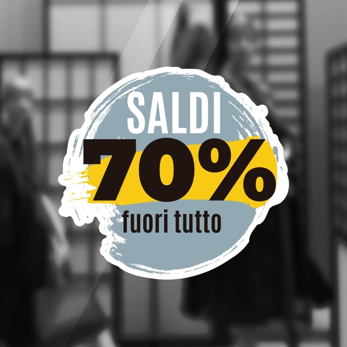 Adesivo Saldi Fuori Tutto Celeste
