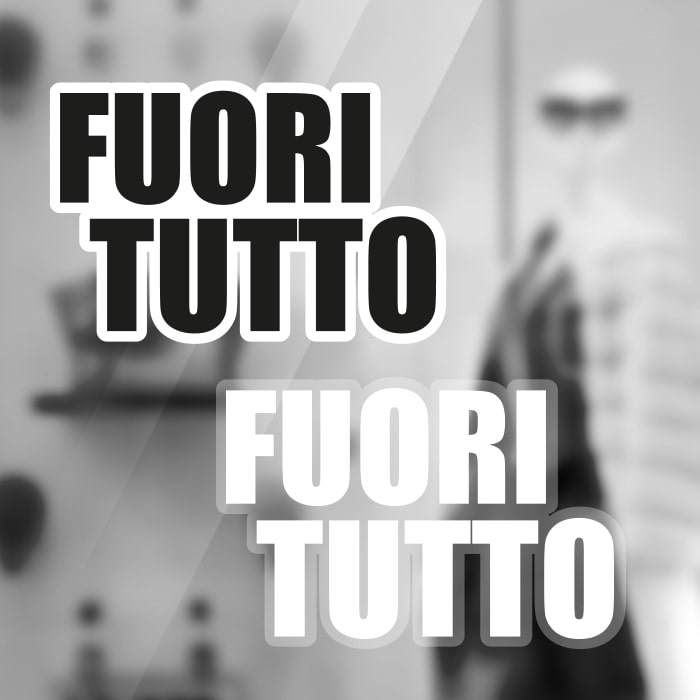  Adesivo Saldi Scritta Fuori Tutto 