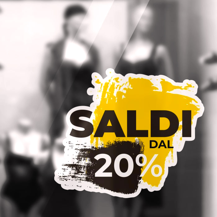  Adesivo Saldi Shock Giallo Su Nero