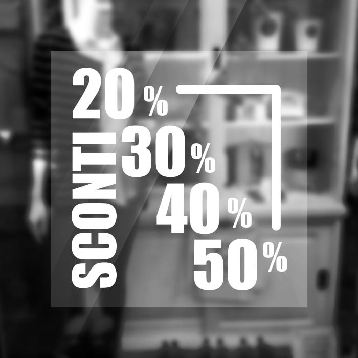  Adesivo Saldi con scritta Grandi Sconti 