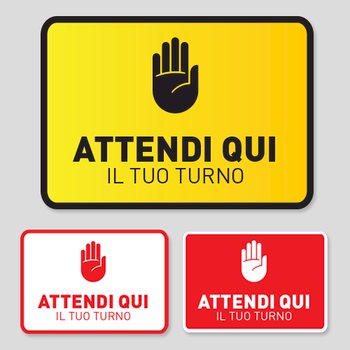  Adesivo rettangolare per pavimento ATTENDI IL TUO TURNO